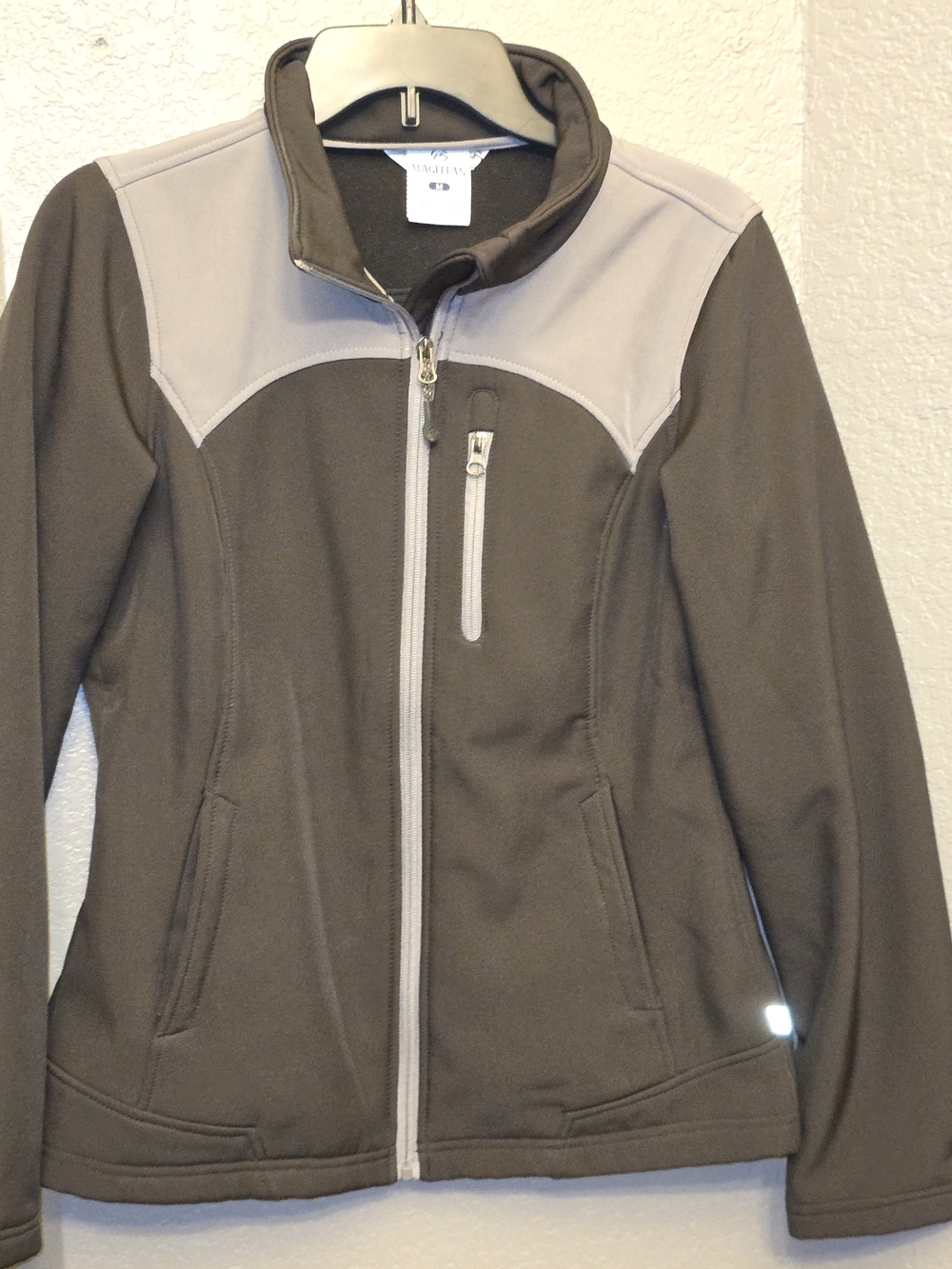 Magellan Outdoors Olive and Light Gray Softshell Utility Jacket